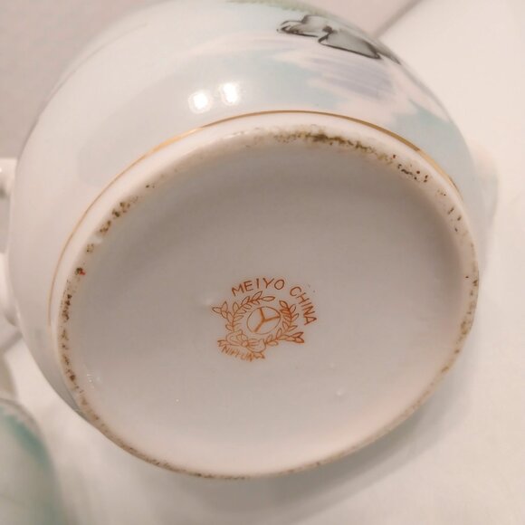 Vintage Nippon Hand Painted China Double Handle Sugar Bowl With Lid & Creamer - Picture 13 of 13